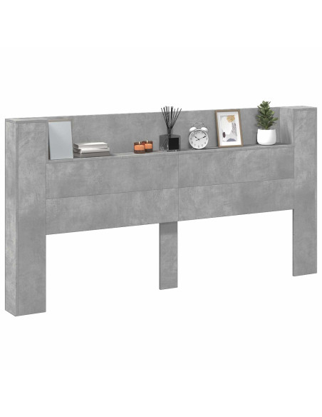 Testiera Grigio cemento 200 x 16,5 x 103,5 cm Legno multistrato