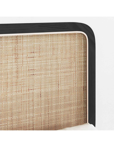 Testiera con testiera Nero 100 x 55 x 3 cm Rattan