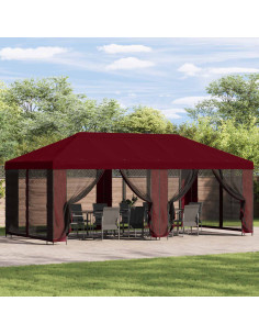 Gazebo da giardino 6 x 3 m Borgogna Poliestere e Acciaio 190