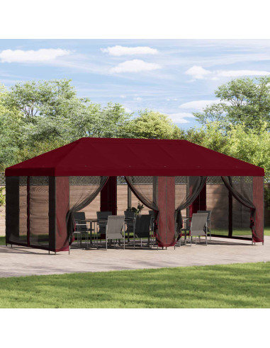 Gazebo da giardino 6 x 3 m Borgogna Poliestere e Acciaio 190