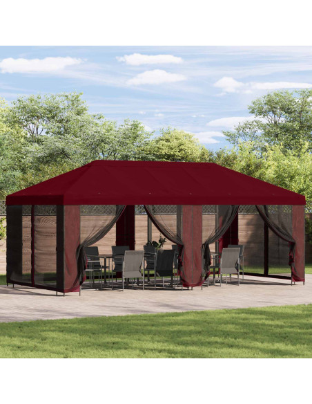 Gazebo da giardino 6 x 3 m Borgogna Poliestere e Acciaio 190