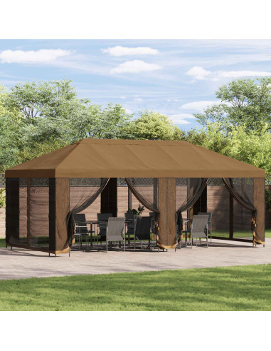 Gazebo da giardino 6 x 3 m Beige Poliestere e Acciaio 190