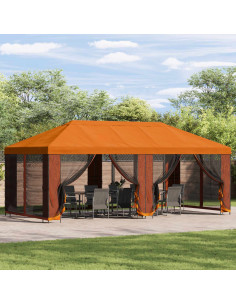 Gazebo da giardino 6 x 3 m Arancione Poliestere e Acciaio 190