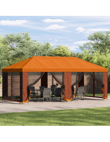 Gazebo da giardino 6 x 3 m Arancione Poliestere e Acciaio 190