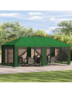 Gazebo con pareti laterali 6 x 3 m Verde Poliestere e Acciaio