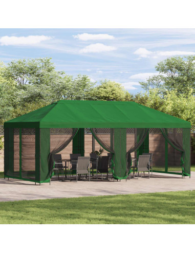Gazebo con pareti laterali 6 x 3 m Verde Poliestere e Acciaio
