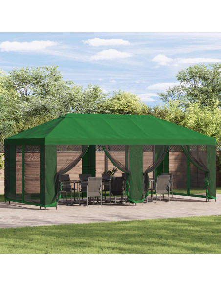 Gazebo con pareti laterali 6 x 3 m Verde Poliestere e Acciaio