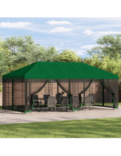 Gazebo con pareti laterali 6 x 3 m Verde Poliestere e Acciaio