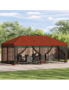 Gazebo con pareti laterali 6 x 3 m Terracotta