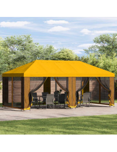 Gazebo con pareti laterali 6 x 3 m Giallo Poliestere e Acciaio