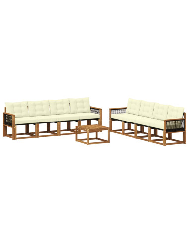 Set di divani da esterno con cuscino 9 pcs Naturale e Crema