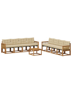 Set di divani da esterno con cuscino 9 pcs Naturale e Beige