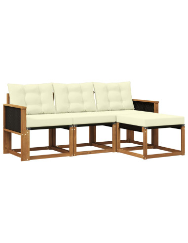 Set di divani da esterno con cuscino 4 pcs Naturale e Crema