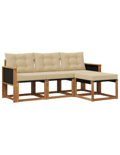 Set di divani da esterno con cuscino 4 pcs Naturale e Beige