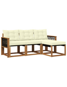 Set di divani da esterno con cuscino 4 pcs Naturale e Crema