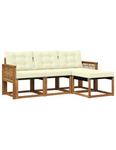Set di divani da esterno con cuscino 4 pcs Naturale e Crema