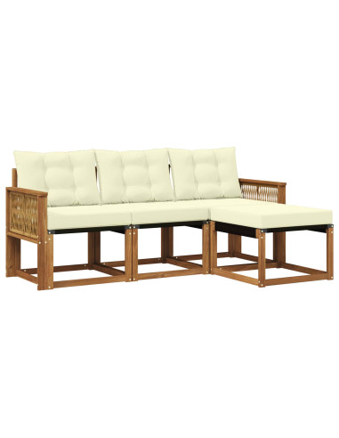 Set di divani da esterno con cuscino 4 pcs Naturale e Crema