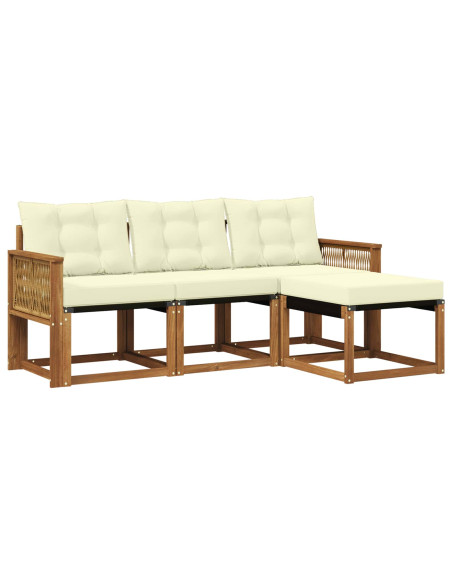 Set di divani da esterno con cuscino 4 pcs Naturale e Crema