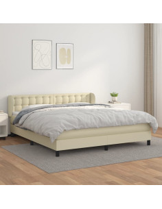 Giroletto a Molle con Materasso Crema 160x200 cm in Similpelle