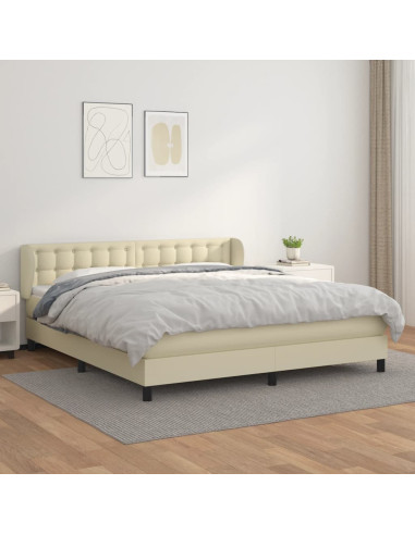 Giroletto a Molle con Materasso Crema 160x200 cm in Similpelle