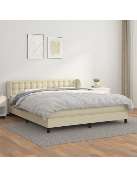 Giroletto a Molle con Materasso Crema 160x200 cm in Similpelle