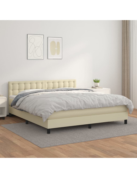 Giroletto a Molle con Materasso Crema 160x200 cm in Similpelle