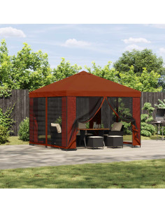 Gazebo da giardino con pareti laterali 3 x 3 m Terracotta