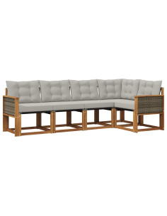 Set di divani da esterno 5 pcs Naturale e Grigio Chiaro
