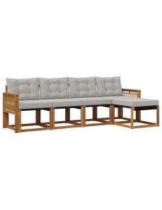 Set di divani da esterno 5 pcs Naturale e Grigio Chiaro