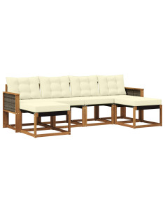 Set di divani da esterno con cuscino 6 pcs Naturale e Crema