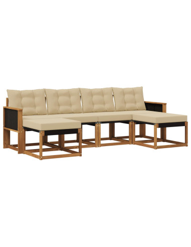 Set di divani da esterno con cuscino 6 pcs Naturale e Beige
