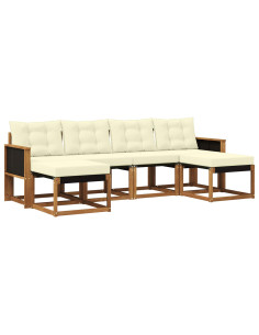 Set di divani da esterno con cuscino 6 pcs Naturale e Crema