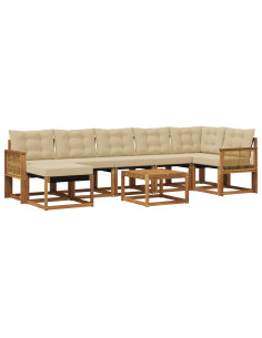 Set di divani da esterno con cuscino 8 pcs Naturale e Beige