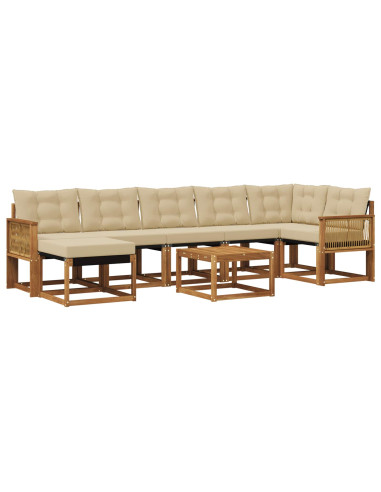 Set di divani da esterno con cuscino 8 pcs Naturale e Beige