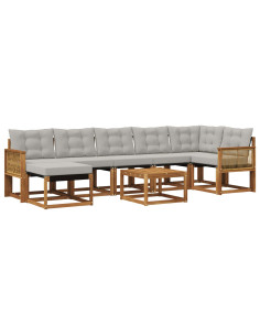 Set di divani da esterno 8 pcs Naturale e Grigio Chiaro