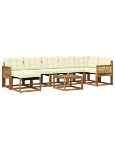 Set di divani da esterno con cuscino 8 pcs Naturale e Crema