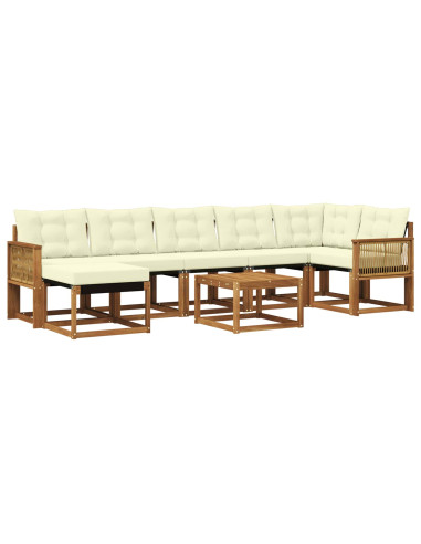 Set di divani da esterno con cuscino 8 pcs Naturale e Crema