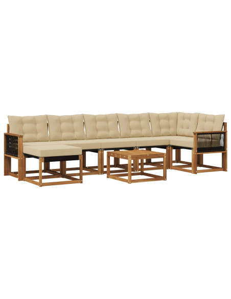 Set di divani da esterno con cuscino 8 pcs Naturale e Beige