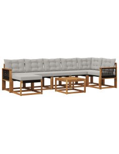 Set di divani da esterno 8 pcs Naturale e Grigio Chiaro