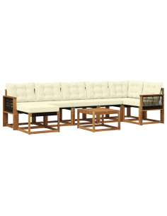 Set di divani da esterno con cuscino 8 pcs Naturale e Crema