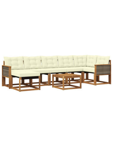 Set di divani da esterno con cuscino 8 pcs Naturale e Crema