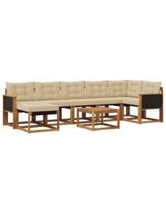 Set di divani da esterno con cuscino 8 pcs Naturale e Beige