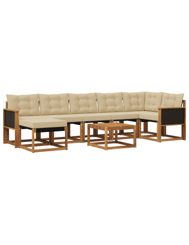 Set di divani da esterno con cuscino 8 pcs Naturale e Beige