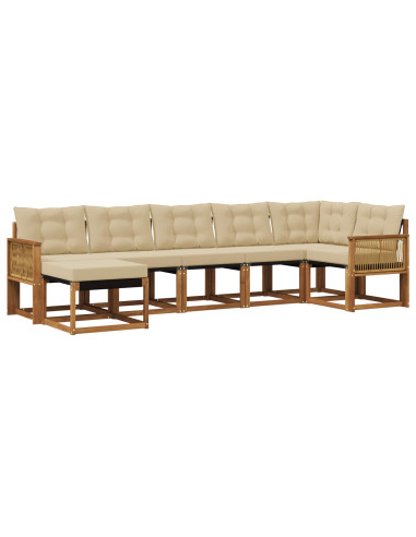 Set di divani da esterno con cuscino 7 pcs Naturale e Beige
