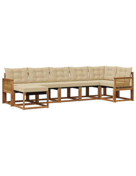 Set di divani da esterno con cuscino 7 pcs Naturale e Beige