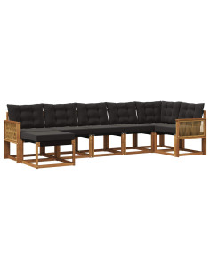 Set di divani da esterno con cuscino 7 pcs Naturale e Nero
