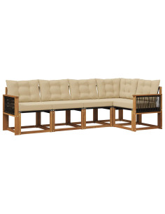 Set di divani da esterno con cuscino 5 pcs Naturale e Beige