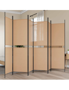 Divisore per Stanza a 6 Pannelli Beige 300 x 180 cm Tessuto