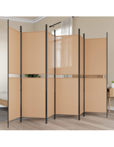 Divisore per Stanza a 6 Pannelli Beige 300 x 180 cm Tessuto