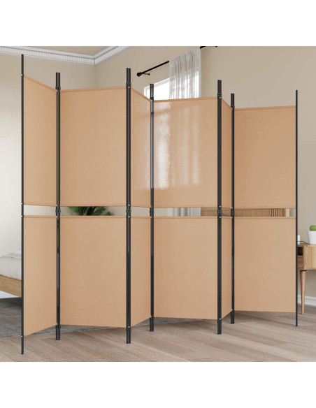 Divisore per Stanza a 6 Pannelli Beige 300 x 180 cm Tessuto